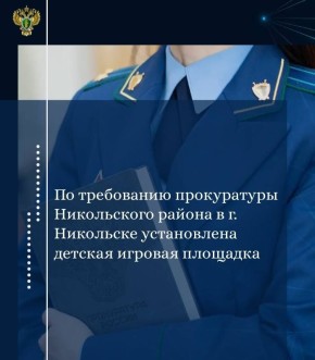 Прокуратура Никольского района провела проверку доводов обращения местной жительницы по вопросу обустройства детской игровой площадки в г. Никольске, принятого на личном приеме заместителем прокурора области Виталием Пацаном