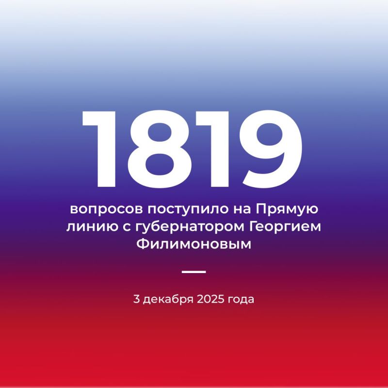 На «Прямую линию» с губернатором Георгием Филимоновым уже поступило 1819 вопросов