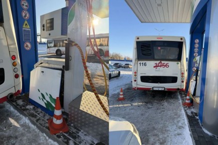 ДТП на АЗС в Череповце: автобус придавил мужчину!