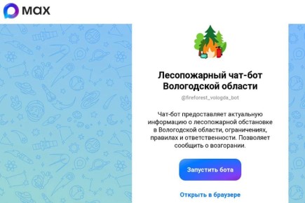 Жителям Вологодской области теперь доступен новый канал связи с лесной охраной - специализированный чат-бот в мессенджере MAX