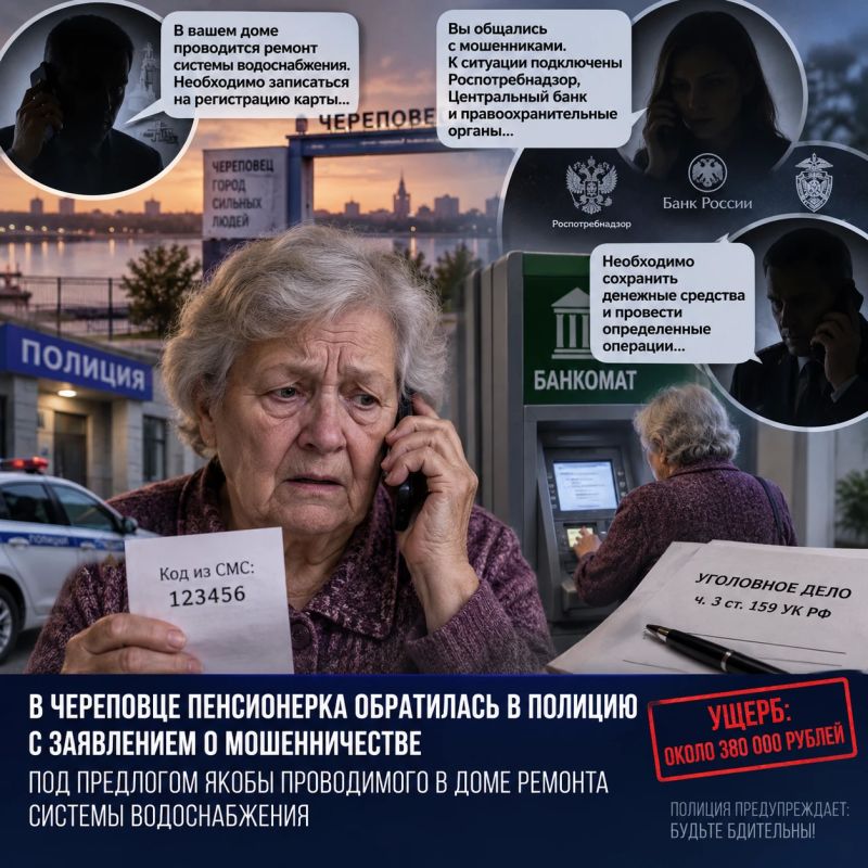 Пенсионерка 1947 г.р. из Череповца стала жертвой мошенников, потеряв около 380 тысяч рублей