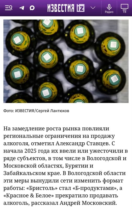 Георгий Филимонов: В новом материале «Известий» эксперты рассказали о сокращении сетей алкомаркетов в России после многолетнего расширения
